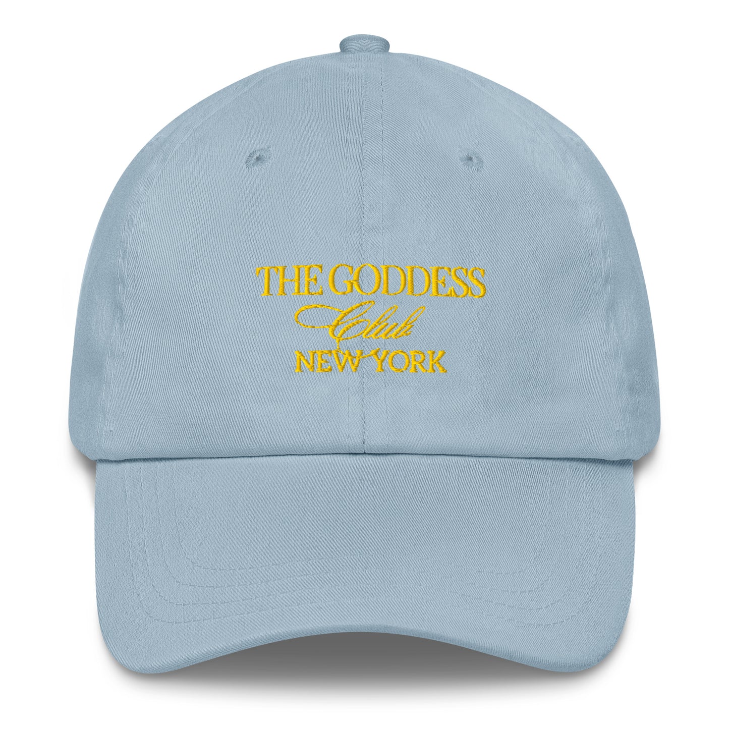 The Goddess Club Baseball Hat- Light Blue and Gold