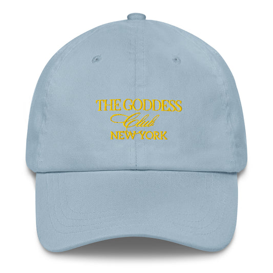 The Goddess Club Baseball Hat- Light Blue and Gold