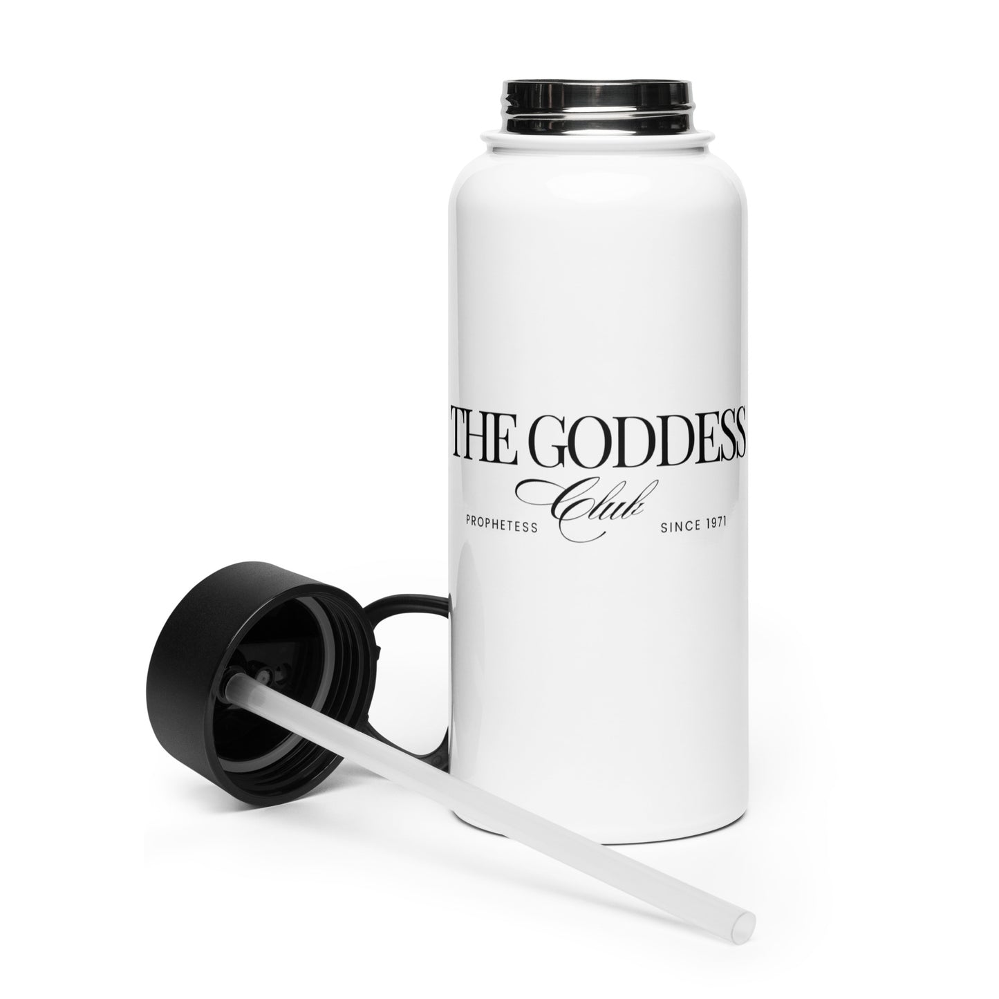 The Goddess Club Stainless Steel Water Bottle- White and Black