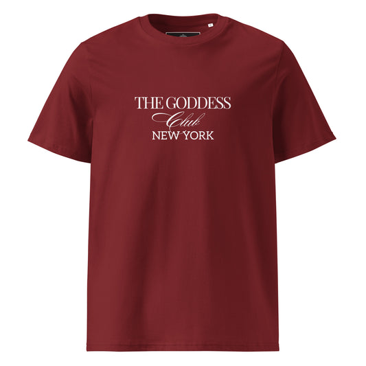 he Goddess Club Cotton T-Shirt – Bordeaux and White