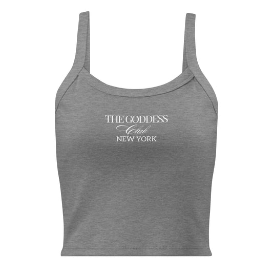 The Goddess Club Ribbed Tank- Heather and White